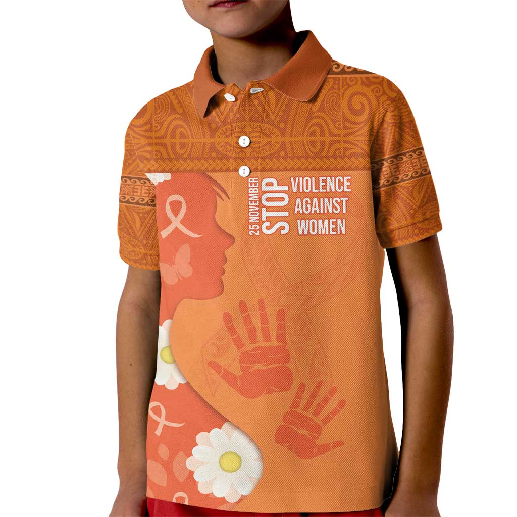 International Day for the Elimination of Violence Against Women Kid Polo Shirt Polynesian Pattern LT03 Kid Orange - Polynesian Pride