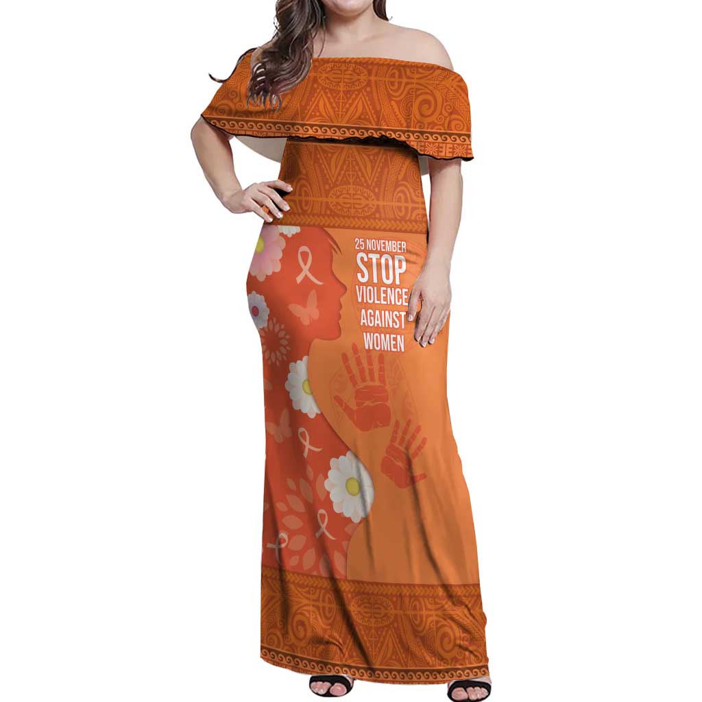 International Day for the Elimination of Violence Against Women Off Shoulder Maxi Dress Polynesian Pattern