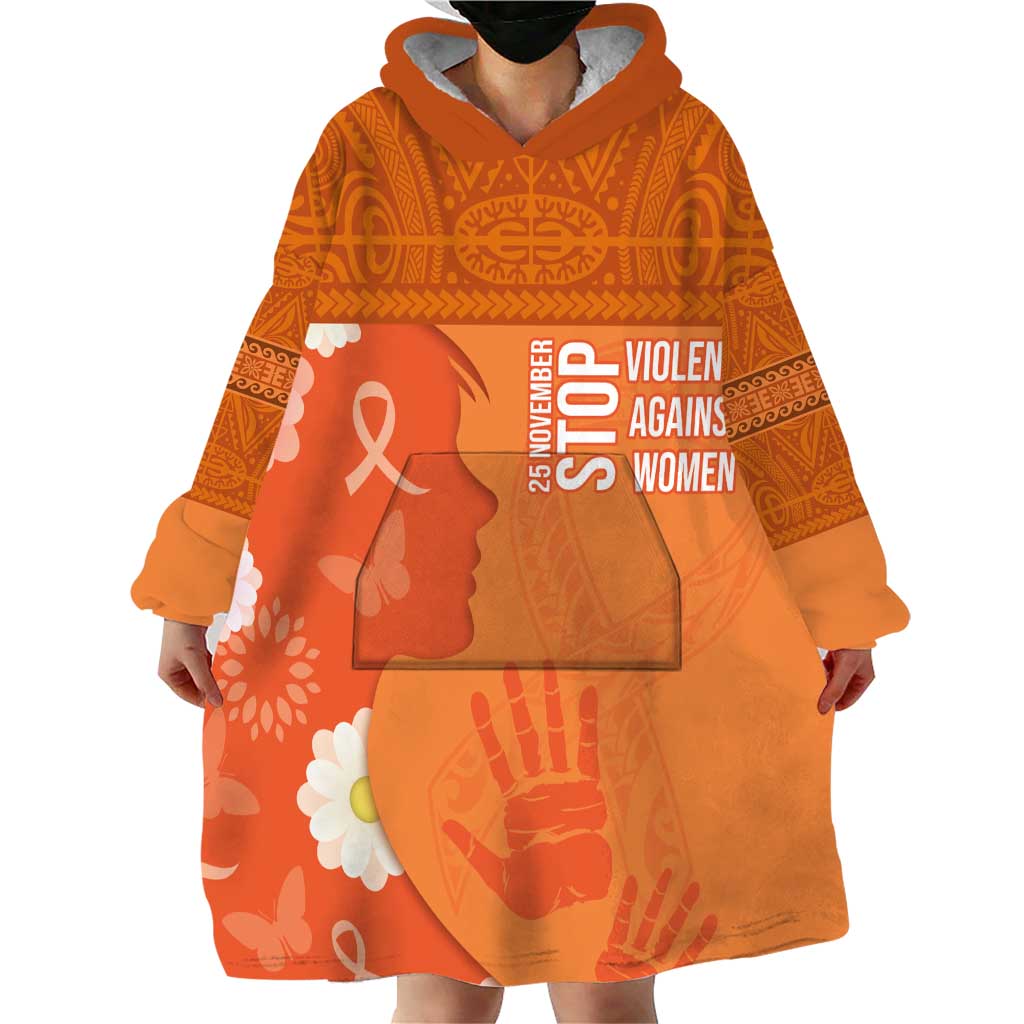 International Day for the Elimination of Violence Against Women Wearable Blanket Hoodie Polynesian Pattern