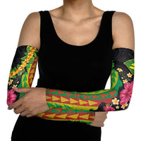 Hawaiian Independence Day Arm Sleeves Kanaka Maoli Symbols With Tapa Motifs and Tropical Plants - Polynesian Pride
