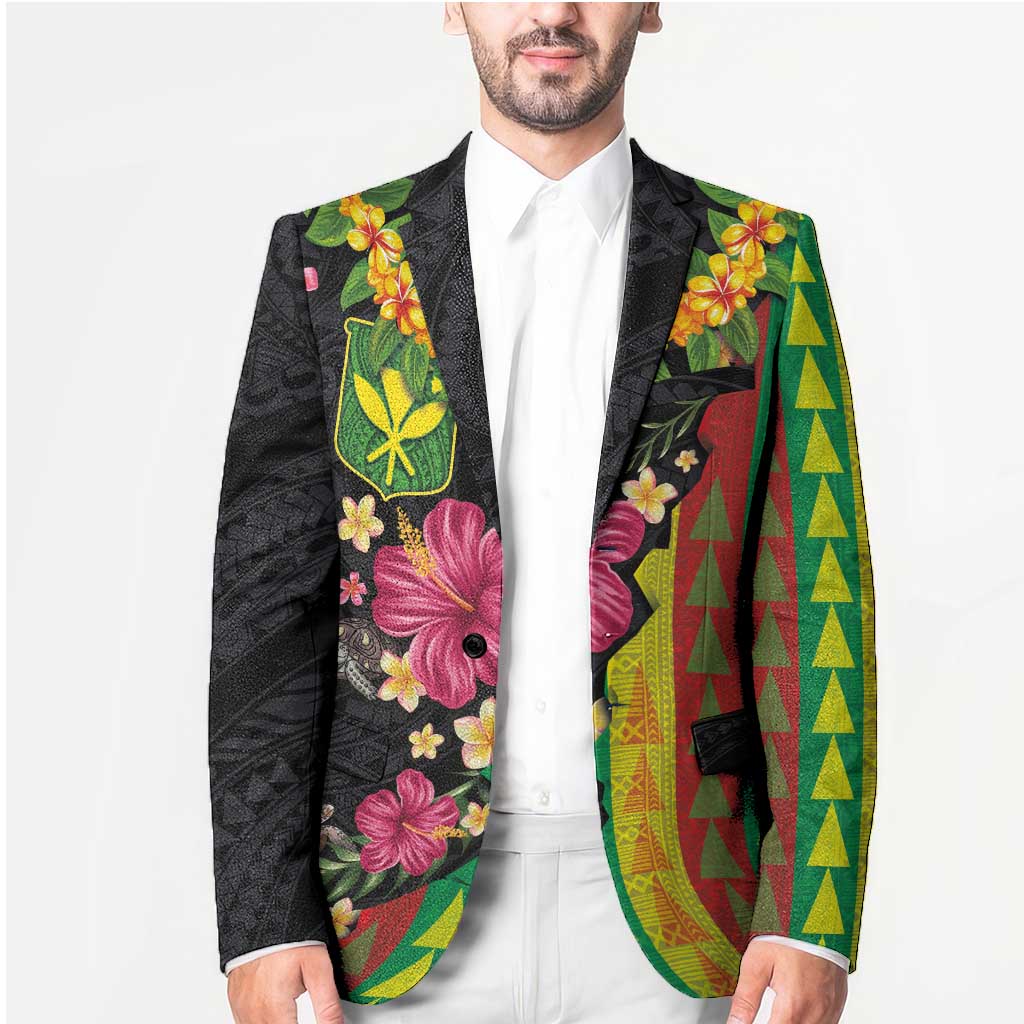 Hawaiian Independence Day Blazer Kanaka Maoli Symbols With Tapa Motifs and Tropical Plants - Polynesian Pride