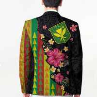 Hawaiian Independence Day Blazer Kanaka Maoli Symbols With Tapa Motifs and Tropical Plants - Polynesian Pride