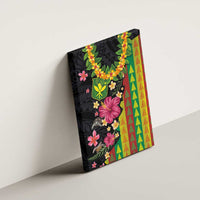 Hawaiian Independence Day Canvas Wall Art Kanaka Maoli Symbols With Tapa Motifs and Tropical Plants - Polynesian Pride