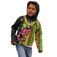 Hawaiian Independence Day Kid Hoodie Kanaka Maoli Symbols With Tapa Motifs and Tropical Plants - Polynesian Pride