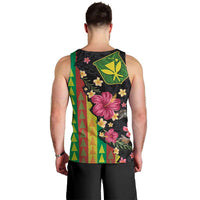 Hawaiian Independence Day Men Tank Top Kanaka Maoli Symbols With Tapa Motifs and Tropical Plants - Polynesian Pride