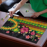 Hawaiian Independence Day Puzzle Kanaka Maoli Symbols With Tapa Motifs and Tropical Plants - Polynesian Pride