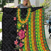 Hawaiian Independence Day Quilt Kanaka Maoli Symbols With Tapa Motifs and Tropical Plants - Polynesian Pride