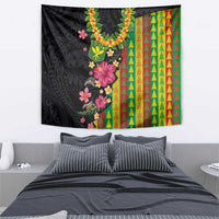 Hawaiian Independence Day Tapestry Kanaka Maoli Symbols With Tapa Motifs and Tropical Plants - Polynesian Pride
