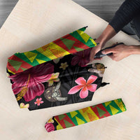 Hawaiian Independence Day Umbrella Kanaka Maoli Symbols With Tapa Motifs and Tropical Plants - Polynesian Pride