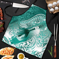 Personalised New Zealand Aotearoa Darts Masters Apron Maori Art Tattoo with Tribal Dart Symbol Teal Color - Polynesian Pride