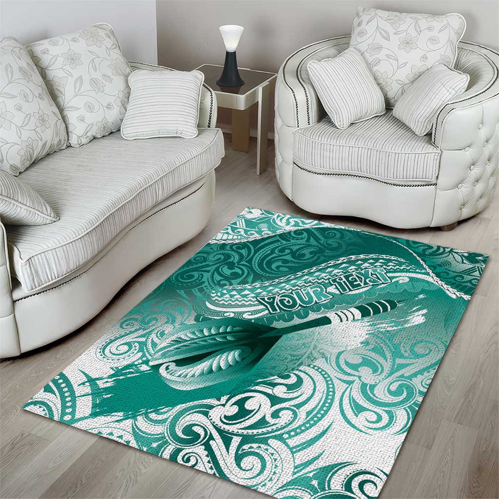 Personalised New Zealand Aotearoa Darts Masters Area Rug Maori Art Tattoo with Tribal Dart Symbol Teal Color LT03 - Polynesian Pride