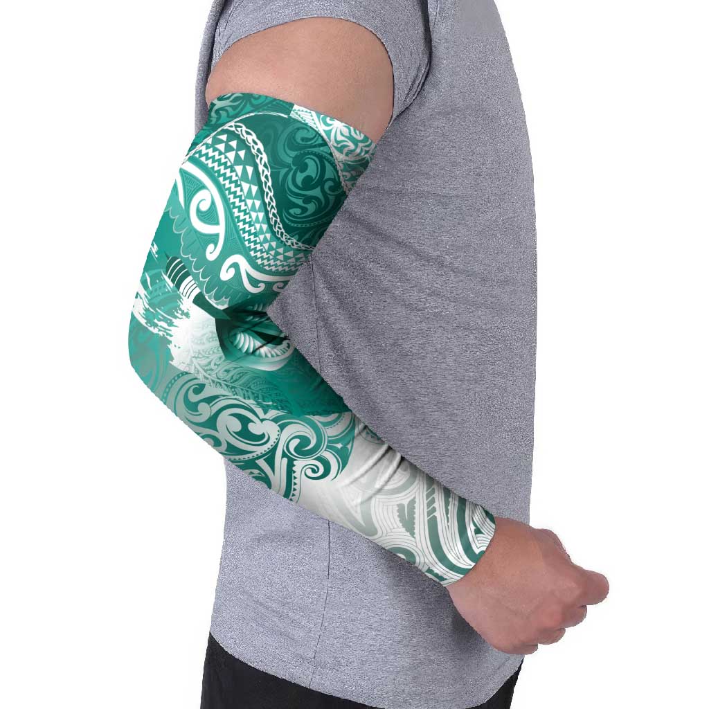 Personalised New Zealand Aotearoa Darts Masters Arm Sleeves Maori Art Tattoo with Tribal Dart Symbol Teal Color - Polynesian Pride