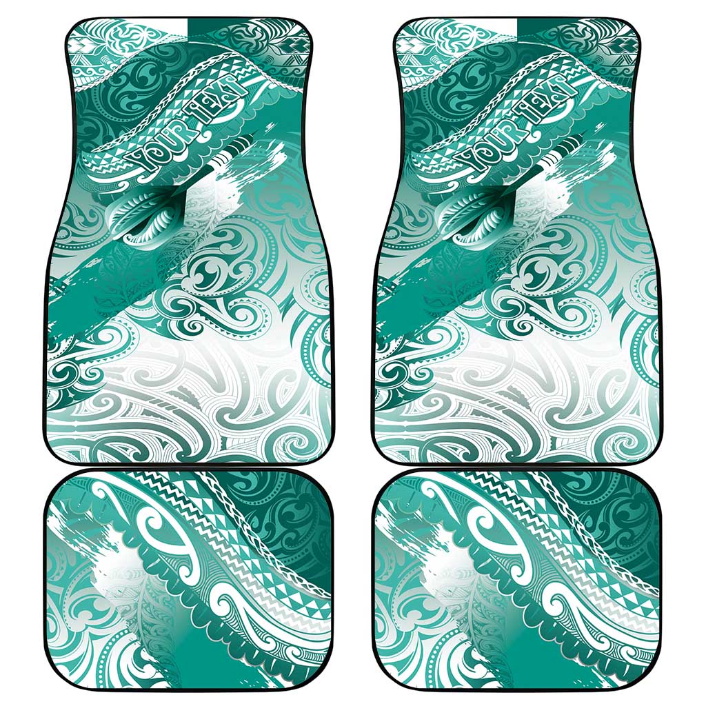 Personalised New Zealand Aotearoa Darts Masters Car Mats Maori Art Tattoo with Tribal Dart Symbol Teal Color - Polynesian Pride