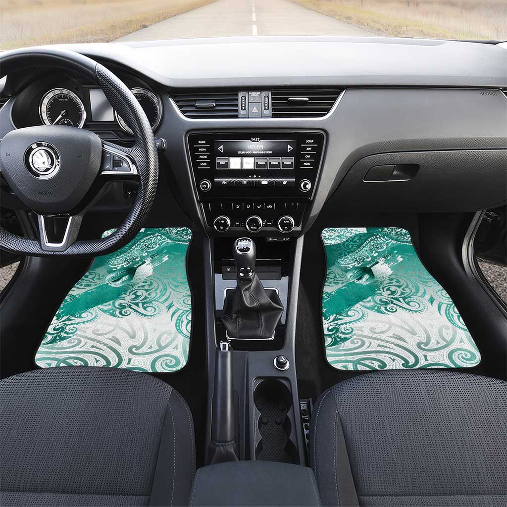 Personalised New Zealand Aotearoa Darts Masters Car Mats Maori Art Tattoo with Tribal Dart Symbol Teal Color - Polynesian Pride