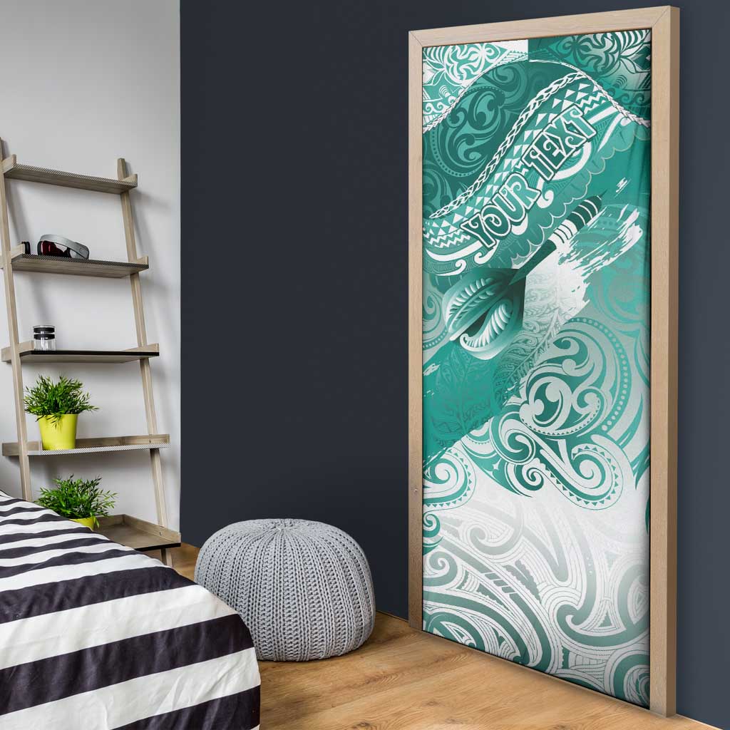 Personalised New Zealand Aotearoa Darts Masters Door Cover Maori Art Tattoo with Tribal Dart Symbol Teal Color - Polynesian Pride