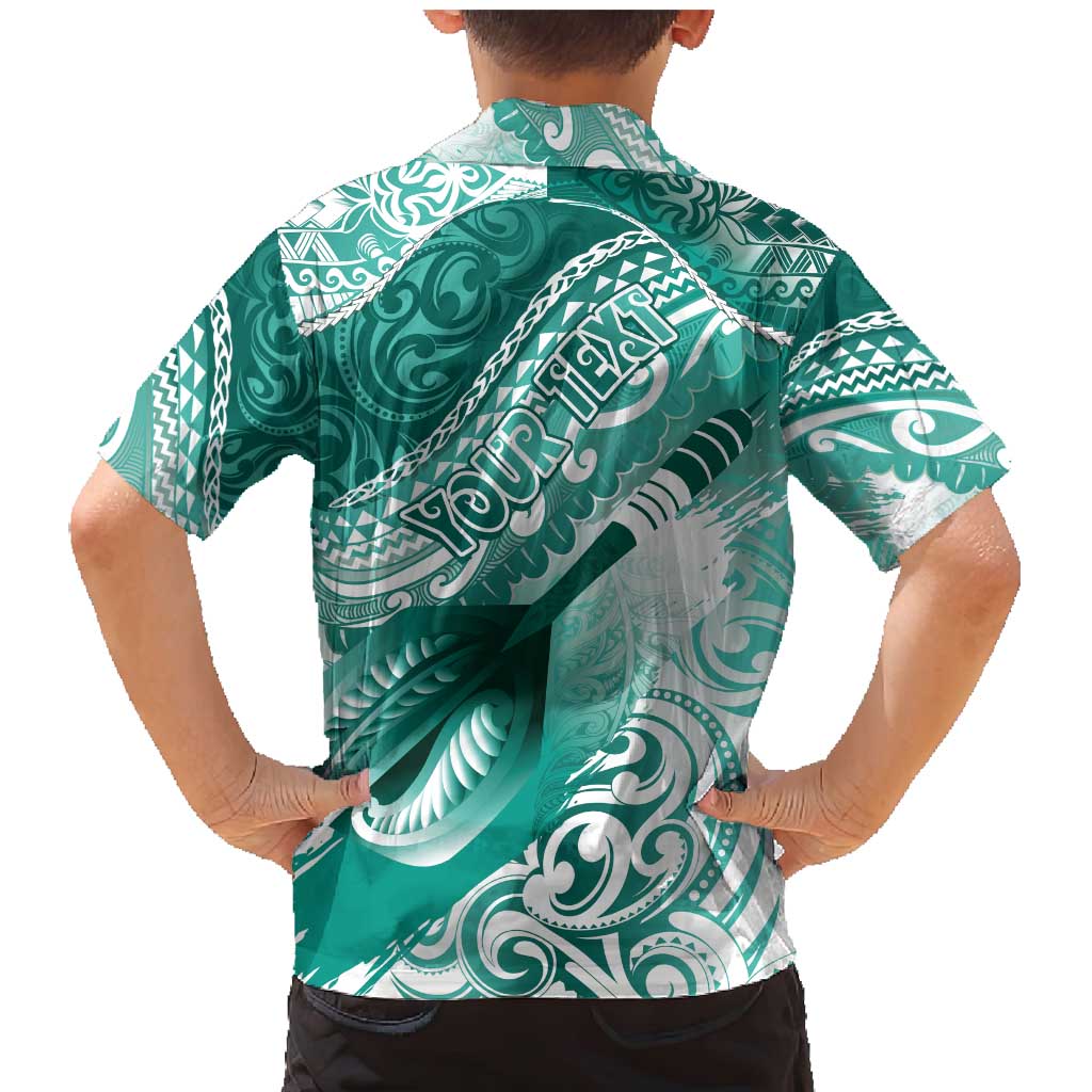 Personalised New Zealand Aotearoa Darts Masters Family Matching Mermaid Dress and Hawaiian Shirt Maori Art Tattoo with Tribal Dart Symbol Teal Color - Polynesian Pride