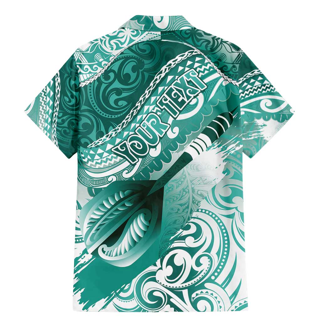 Personalised New Zealand Aotearoa Darts Masters Family Matching Mermaid Dress and Hawaiian Shirt Maori Art Tattoo with Tribal Dart Symbol Teal Color - Polynesian Pride