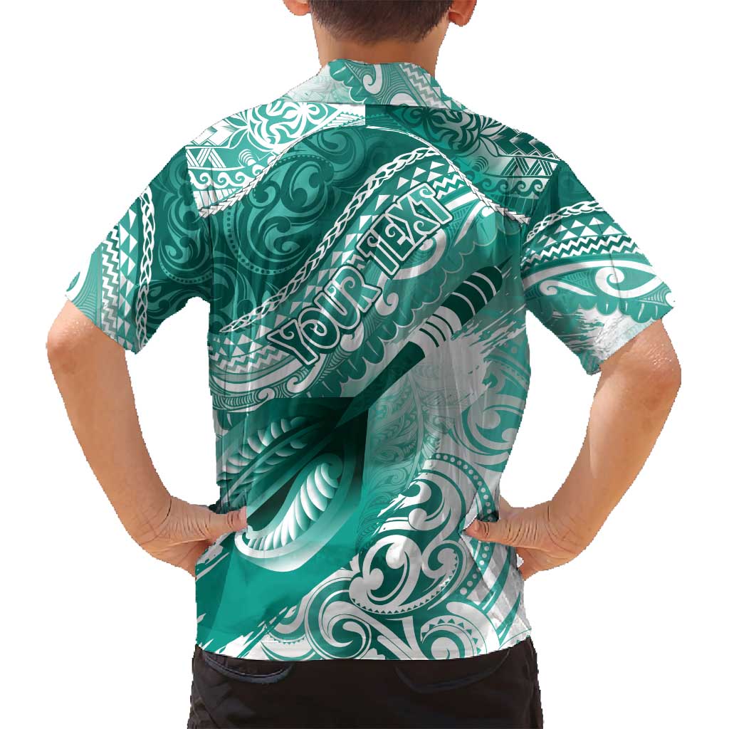 Personalised New Zealand Aotearoa Darts Masters Family Matching Tank Maxi Dress and Hawaiian Shirt Maori Art Tattoo with Tribal Dart Symbol Teal Color - Polynesian Pride