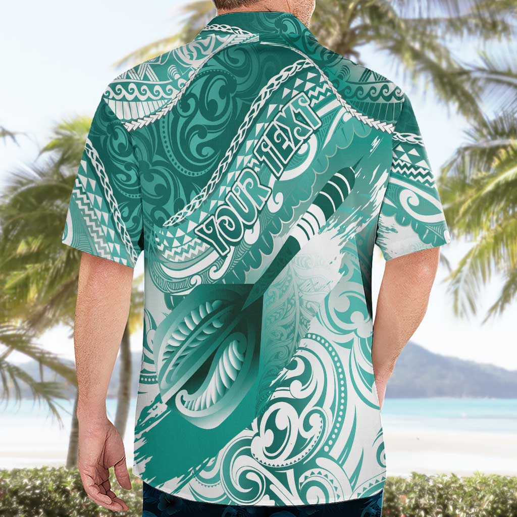 Personalised New Zealand Aotearoa Darts Masters Hawaiian Shirt Maori Art Tattoo with Tribal Dart Symbol Teal Color - Polynesian Pride