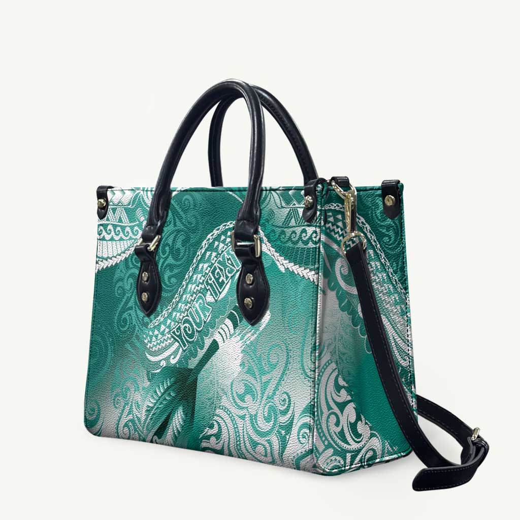 Personalised New Zealand Aotearoa Darts Masters Leather Bag Maori Art Tattoo with Tribal Dart Symbol Teal Color - Polynesian Pride