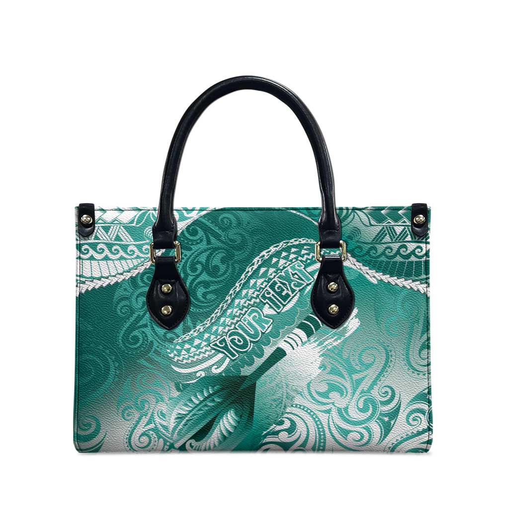 Personalised New Zealand Aotearoa Darts Masters Leather Bag Maori Art Tattoo with Tribal Dart Symbol Teal Color - Polynesian Pride