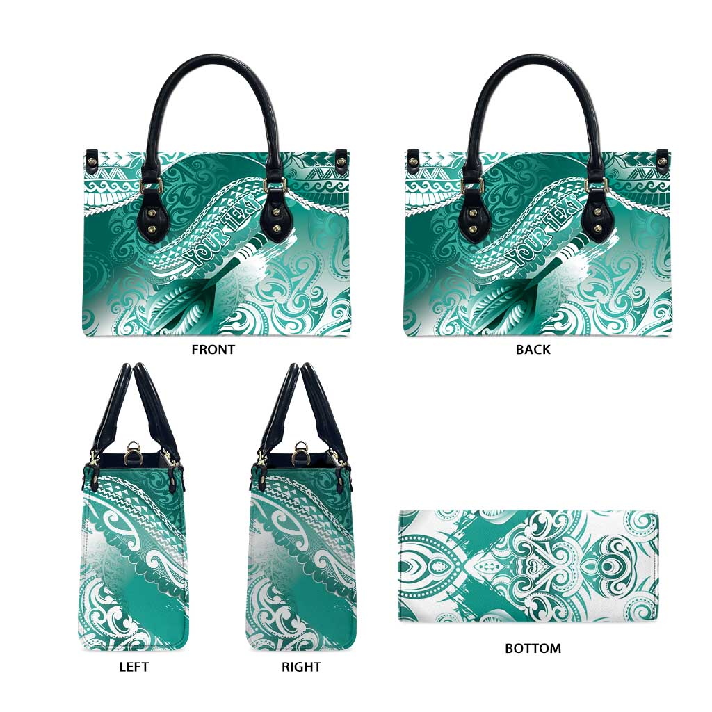 Personalised New Zealand Aotearoa Darts Masters Leather Bag Maori Art Tattoo with Tribal Dart Symbol Teal Color - Polynesian Pride