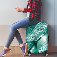 Personalised New Zealand Aotearoa Darts Masters Luggage Cover Maori Art Tattoo with Tribal Dart Symbol Teal Color - Polynesian Pride