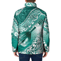 Personalised New Zealand Aotearoa Darts Masters Padded Jacket Maori Art Tattoo with Tribal Dart Symbol Teal Color - Polynesian Pride