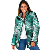 Personalised New Zealand Aotearoa Darts Masters Padded Jacket Maori Art Tattoo with Tribal Dart Symbol Teal Color - Polynesian Pride