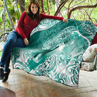 Personalised New Zealand Aotearoa Darts Masters Quilt Maori Art Tattoo with Tribal Dart Symbol Teal Color - Polynesian Pride