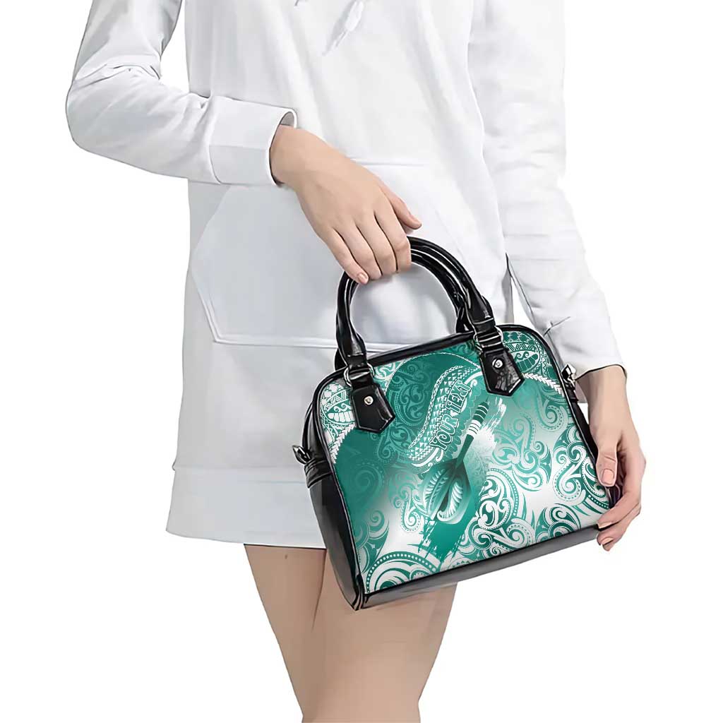 Personalised New Zealand Aotearoa Darts Masters Shoulder Handbag Maori Art Tattoo with Tribal Dart Symbol Teal Color - Polynesian Pride