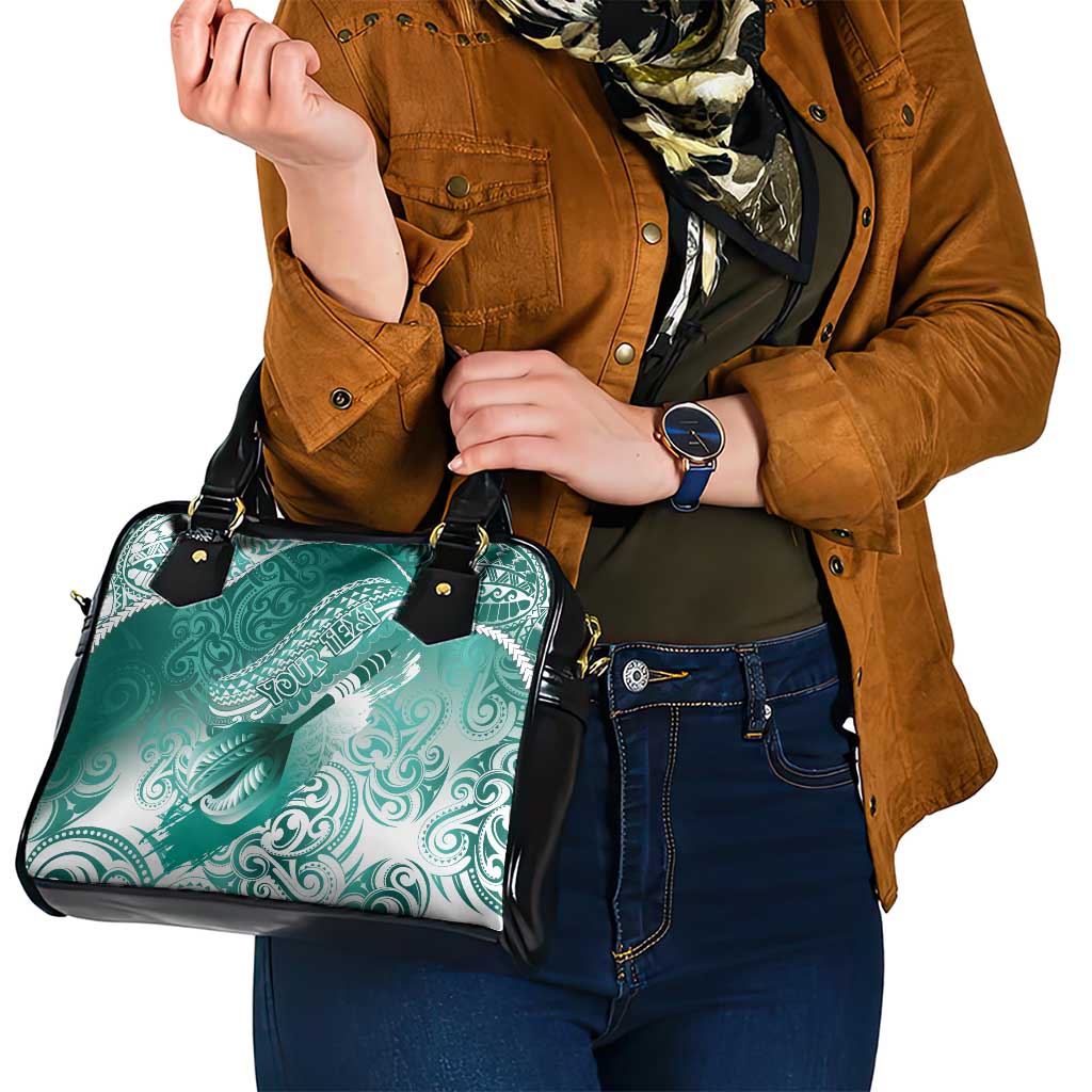 Personalised New Zealand Aotearoa Darts Masters Shoulder Handbag Maori Art Tattoo with Tribal Dart Symbol Teal Color - Polynesian Pride