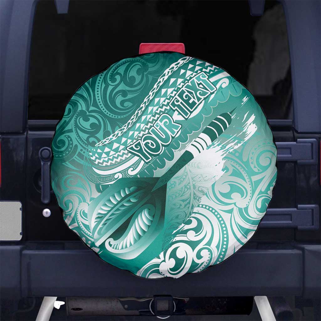 Personalised New Zealand Aotearoa Darts Masters Spare Tire Cover Maori Art Tattoo with Tribal Dart Symbol Teal Color LT03 No hole Teal - Polynesian Pride
