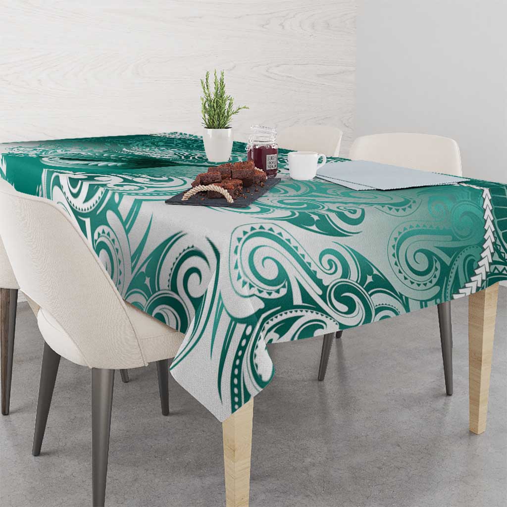 Personalised New Zealand Aotearoa Darts Masters Tablecloth Maori Art Tattoo with Tribal Dart Symbol Teal Color - Polynesian Pride