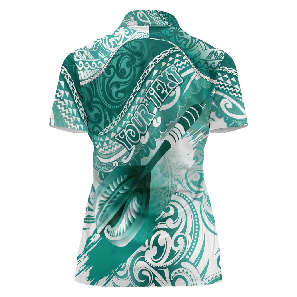 Personalised New Zealand Aotearoa Darts Masters Women Polo Shirt Maori Art Tattoo with Tribal Dart Symbol Teal Color - Polynesian Pride