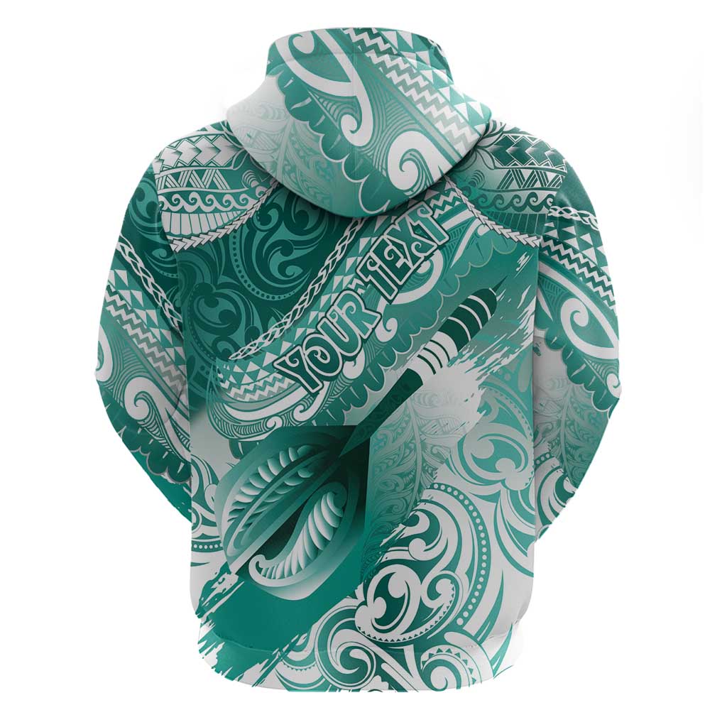 Personalised New Zealand Aotearoa Darts Masters Zip Hoodie Maori Art Tattoo with Tribal Dart Symbol Teal Color LT03 - Polynesian Pride