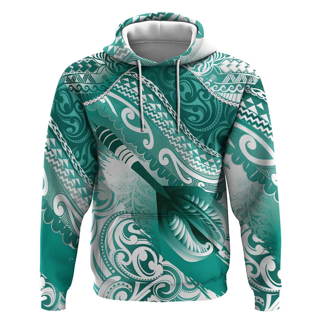 Personalised New Zealand Aotearoa Darts Masters Zip Hoodie Maori Art Tattoo with Tribal Dart Symbol Teal Color LT03 Pullover Hoodie Teal - Polynesian Pride