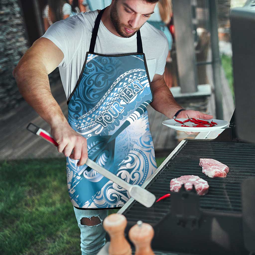 Personalised New Zealand Aotearoa Darts Masters Apron Maori Art Tattoo with Tribal Dart Symbol Blue - Polynesian Pride