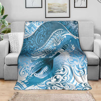 Personalised New Zealand Aotearoa Darts Masters Blanket Maori Art Tattoo with Tribal Dart Symbol Blue - Polynesian Pride