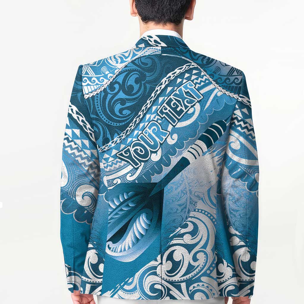 Personalised New Zealand Aotearoa Darts Masters Blazer Maori Art Tattoo with Tribal Dart Symbol Blue LT03 - Polynesian Pride