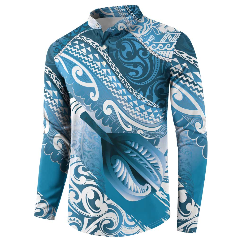 Personalised New Zealand Aotearoa Darts Masters Button Sweatshirt Maori Art Tattoo with Tribal Dart Symbol Blue - Polynesian Pride