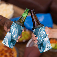 Personalised New Zealand Aotearoa Darts Masters 4 in 1 Can Cooler Tumbler Maori Art Tattoo with Tribal Dart Symbol Blue - Polynesian Pride