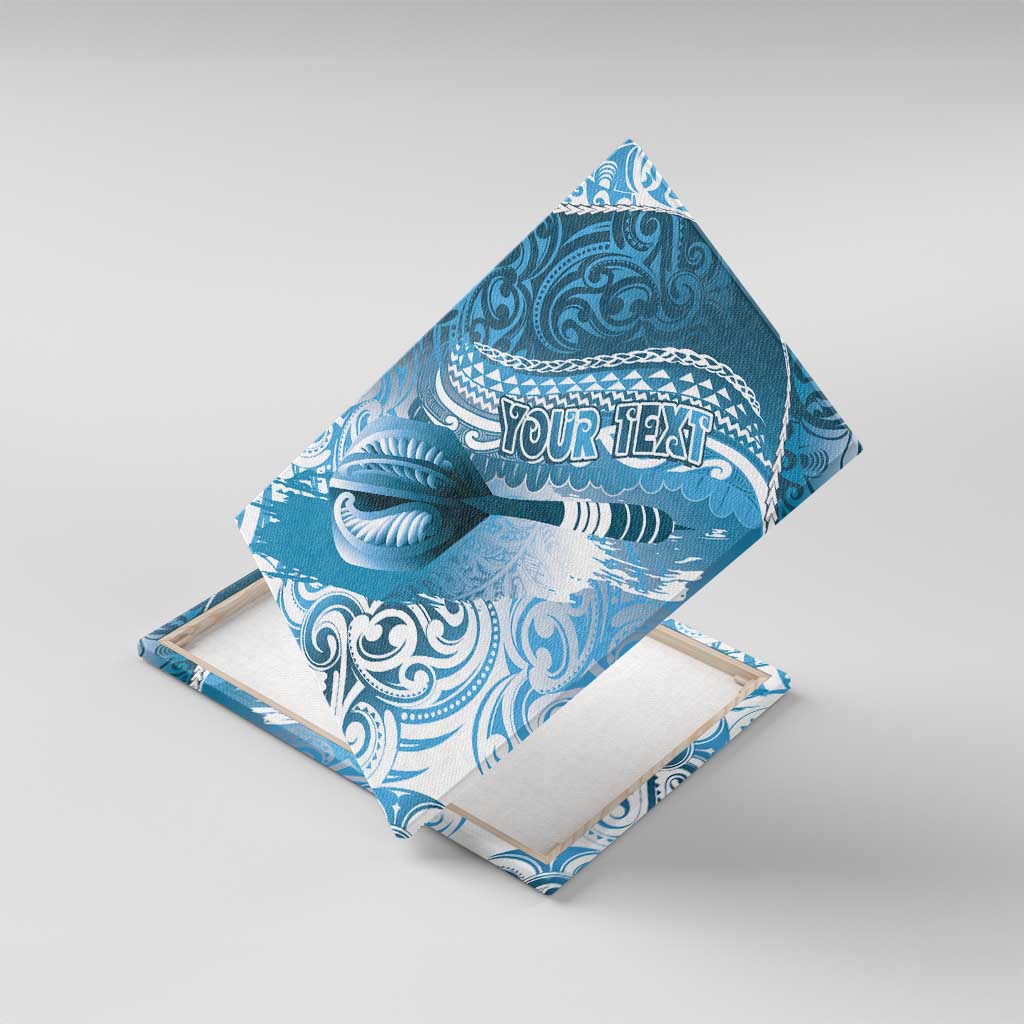 Personalised New Zealand Aotearoa Darts Masters Canvas Wall Art Maori Art Tattoo with Tribal Dart Symbol Blue - Polynesian Pride