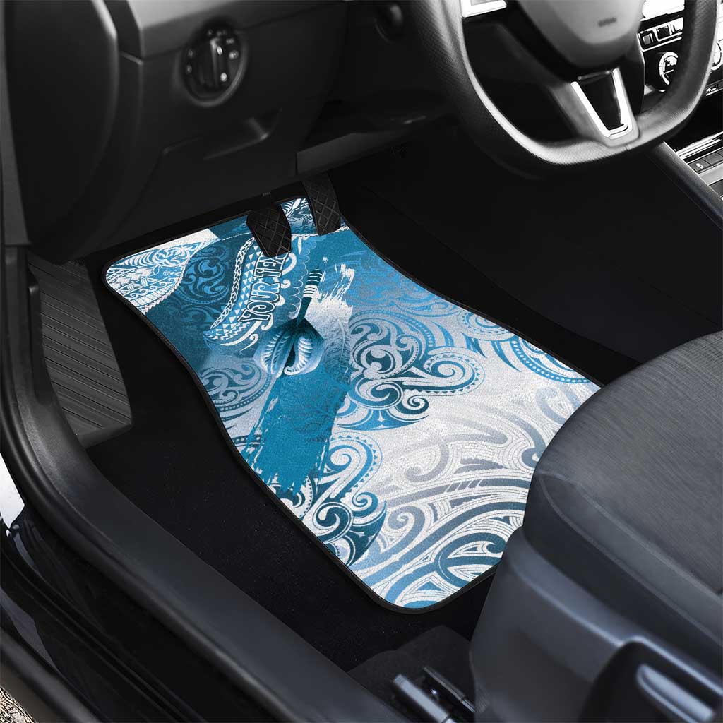 Personalised New Zealand Aotearoa Darts Masters Car Mats Maori Art Tattoo with Tribal Dart Symbol Blue - Polynesian Pride