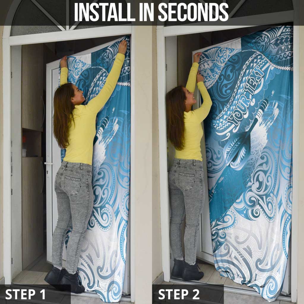 Personalised New Zealand Aotearoa Darts Masters Door Cover Maori Art Tattoo with Tribal Dart Symbol Blue - Polynesian Pride