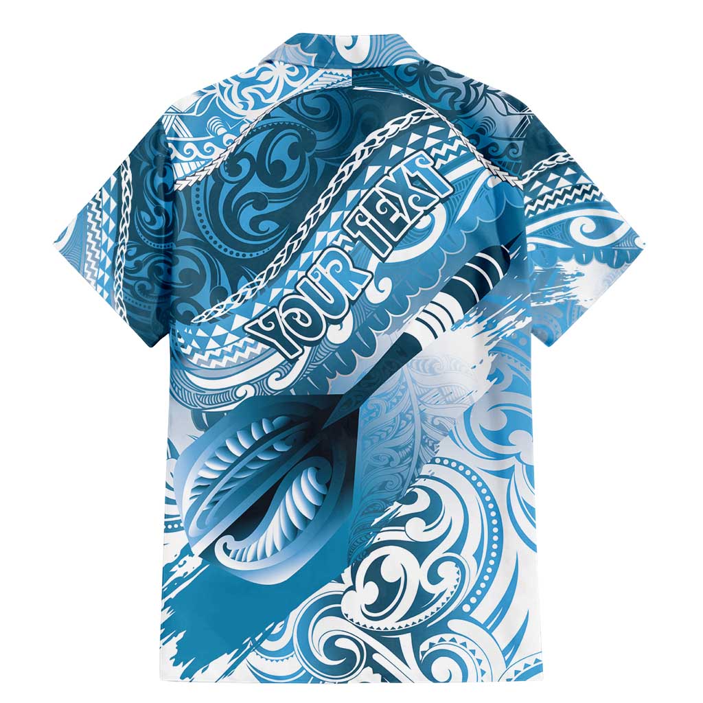 Personalised New Zealand Aotearoa Darts Masters Family Matching Mermaid Dress and Hawaiian Shirt Maori Art Tattoo with Tribal Dart Symbol Blue - Polynesian Pride