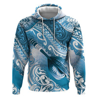 Personalised New Zealand Aotearoa Darts Masters Hoodie Maori Art Tattoo with Tribal Dart Symbol Blue - Polynesian Pride