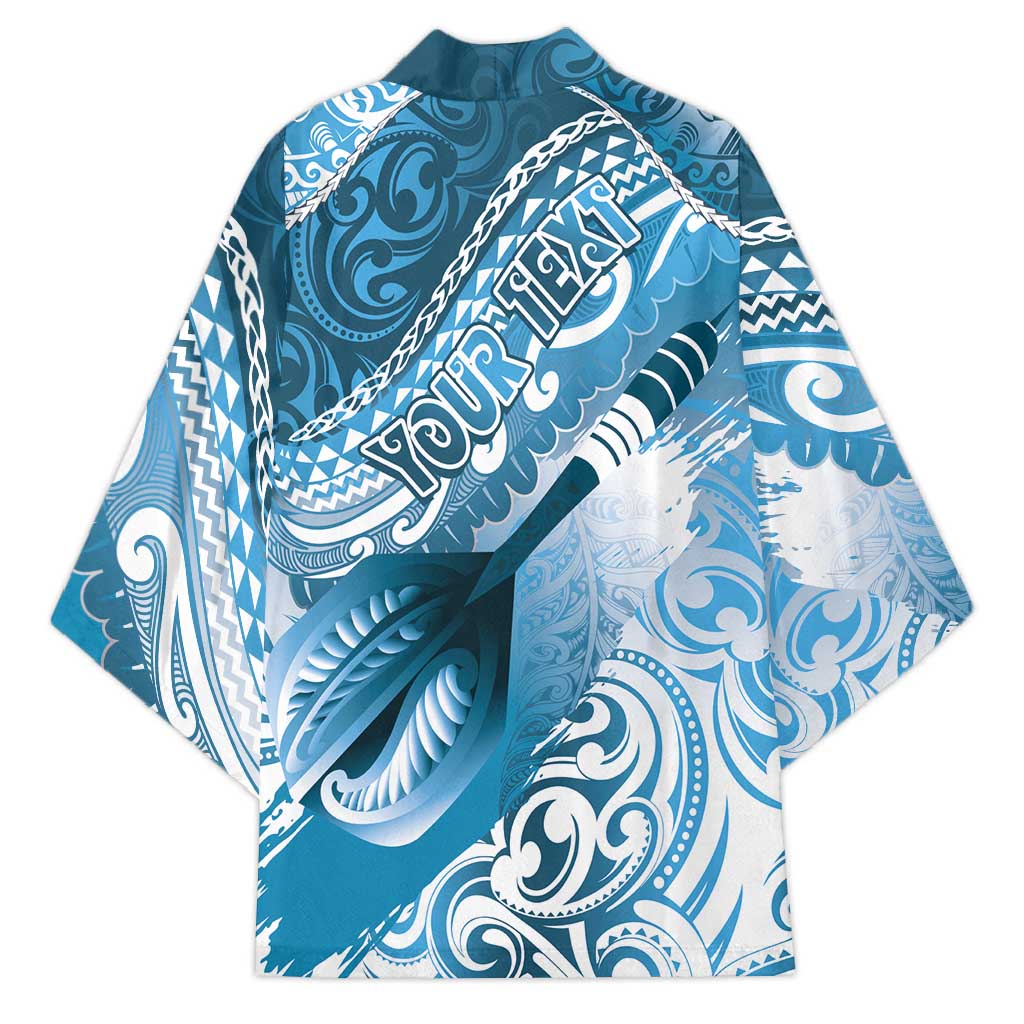 Personalised New Zealand Aotearoa Darts Masters Kimono Maori Art Tattoo with Tribal Dart Symbol Blue - Polynesian Pride