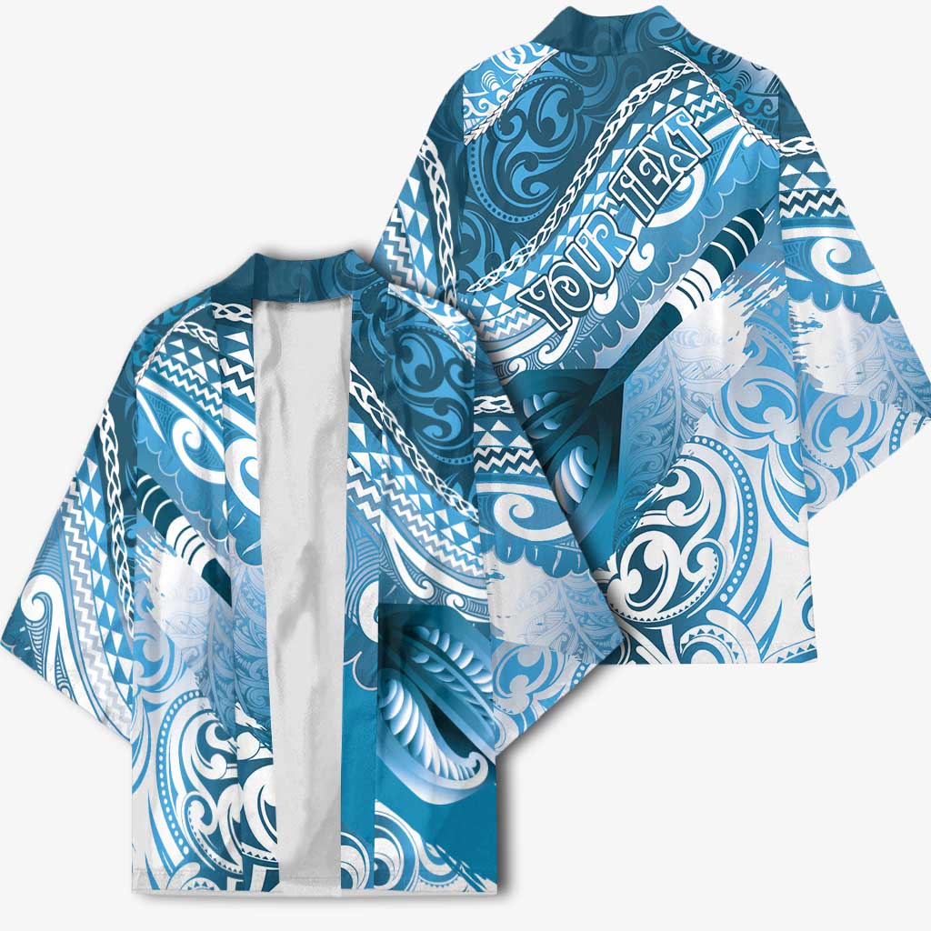 Personalised New Zealand Aotearoa Darts Masters Kimono Maori Art Tattoo with Tribal Dart Symbol Blue - Polynesian Pride