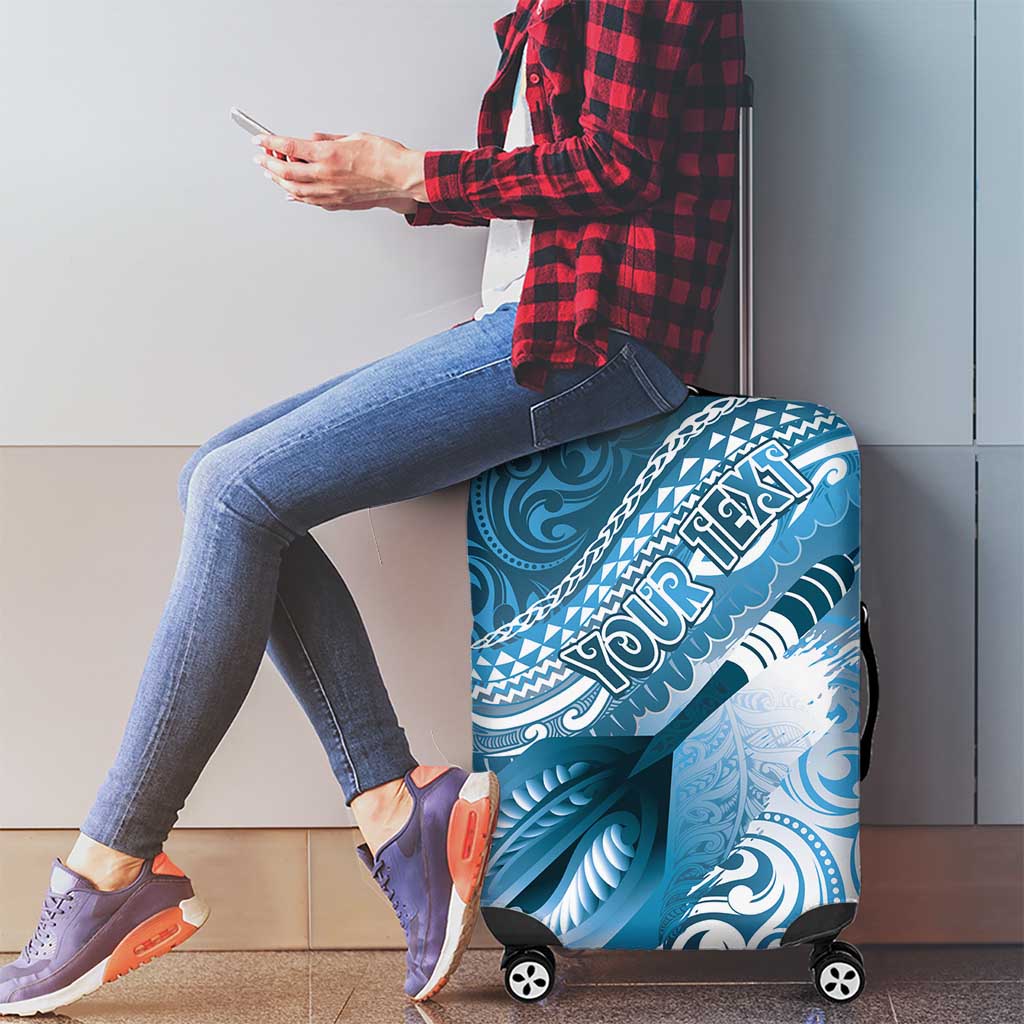 Personalised New Zealand Aotearoa Darts Masters Luggage Cover Maori Art Tattoo with Tribal Dart Symbol Blue - Polynesian Pride